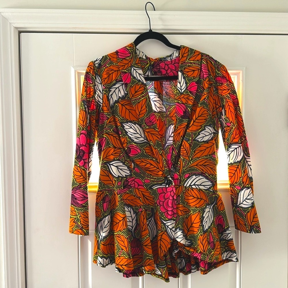 African Ankara Print Blazer Short Self (Tailored